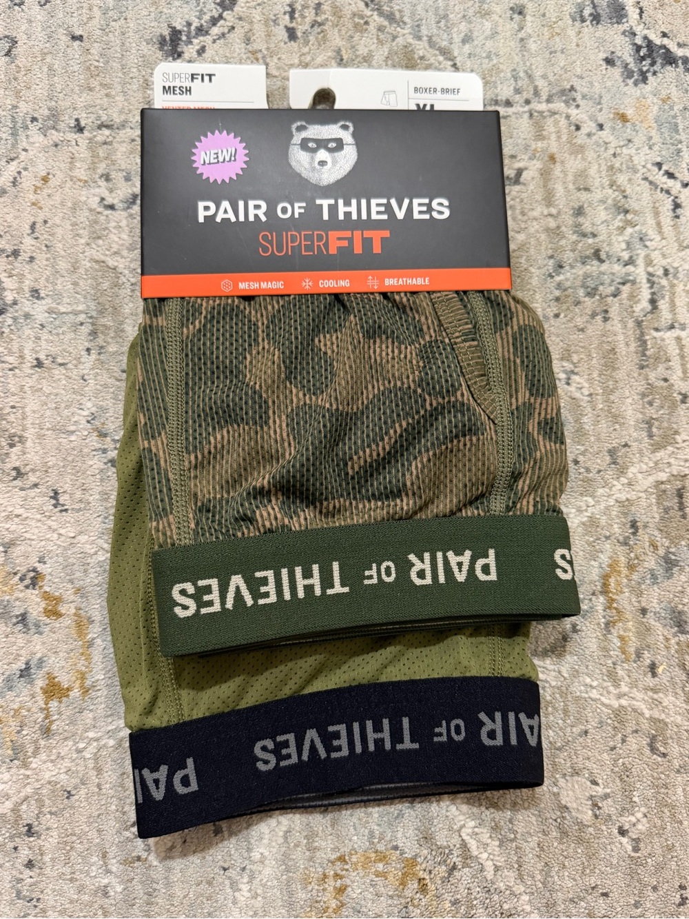 Pair of Thieves Men’s Mesh Boxer Briefs — Olive Camo & Black mens XL